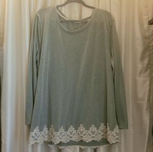 Long Teal Shirt with Lace Detail (3X)